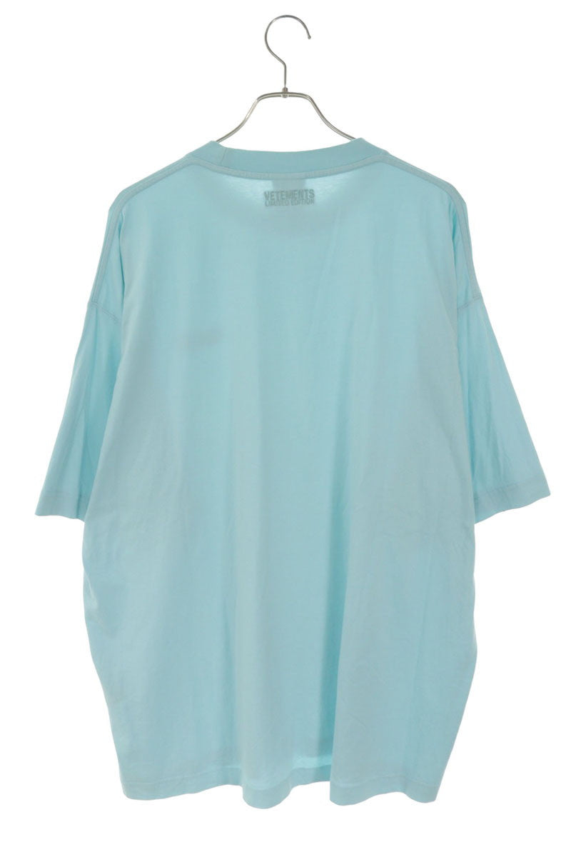 VETEMENTS 24SS UE64TR500MI Logo Tee Light Blue Size S