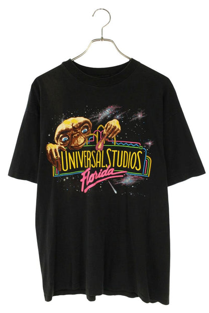 VINTAGE ET Print Black T-Shirt Size L