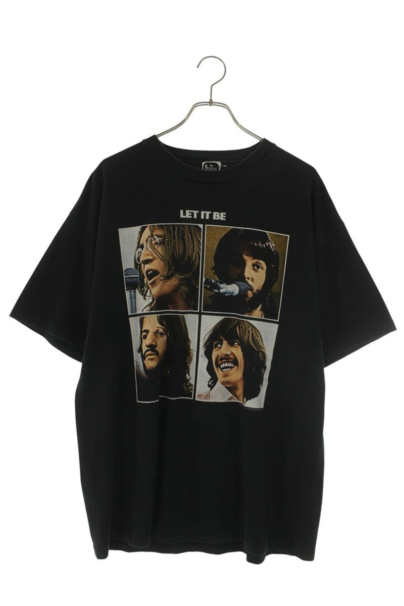 VINTAGE Black Beatles Print T-Shirt Size XL