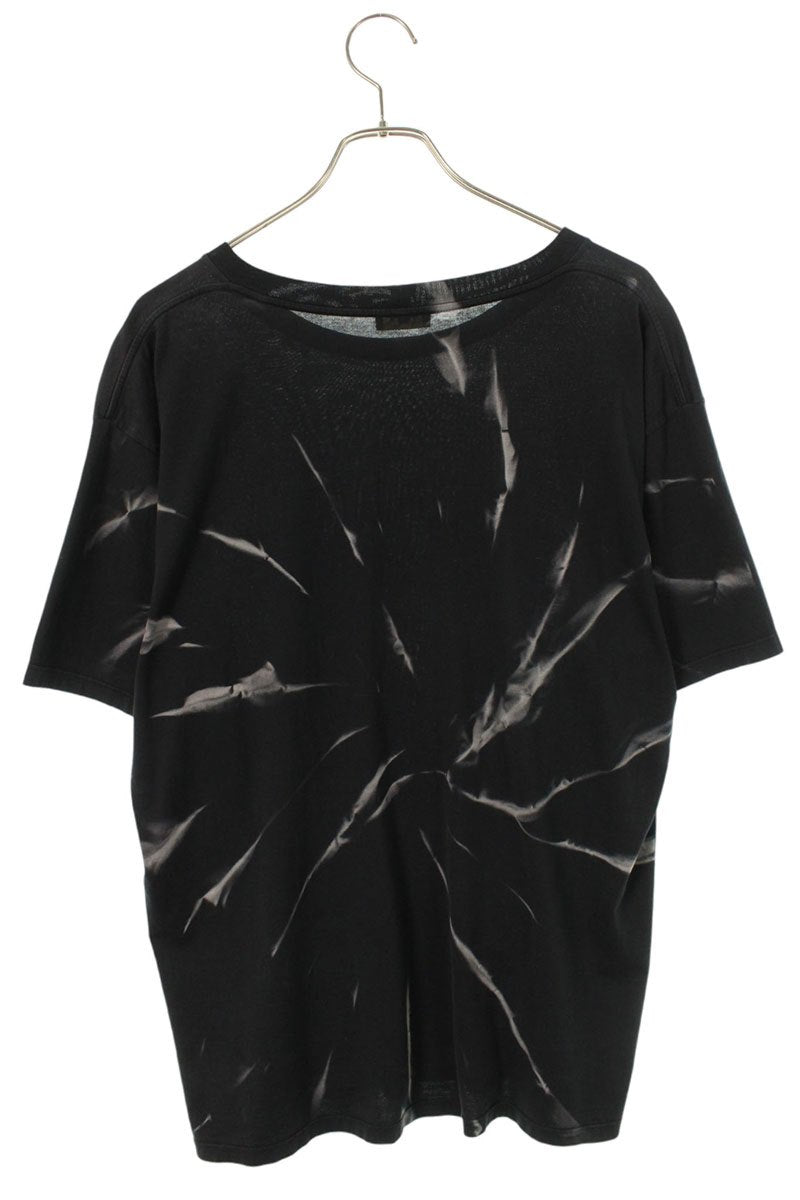 CELINE Black Tie-Dye Loose Fit Logo Print T-Shirt Size S