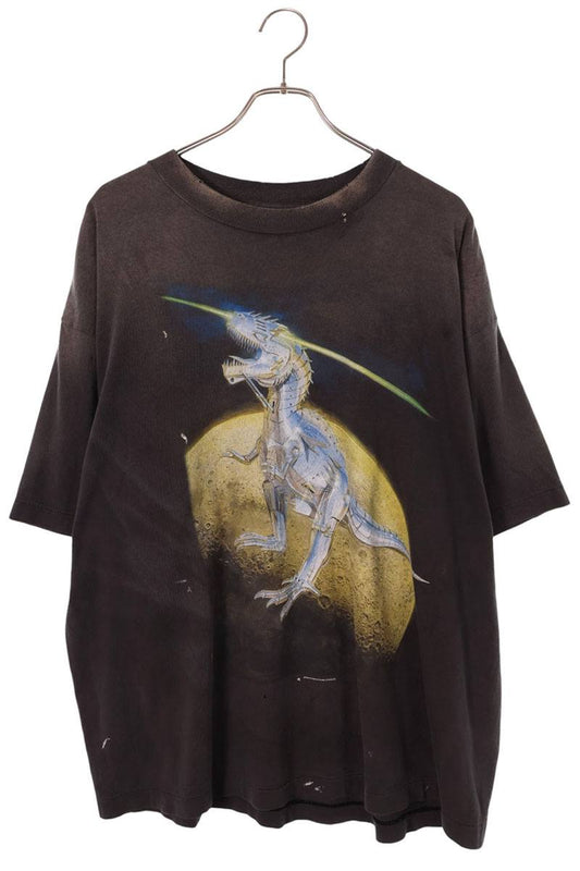 SAINT MICHAEL Rex Print Vintage T-Shirt Black Size XL