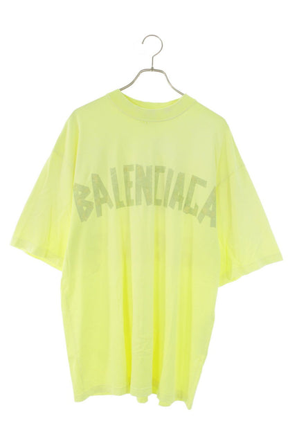 BALENCIAGA Tape Logo T-Shirt Yellow Cotton Size S
