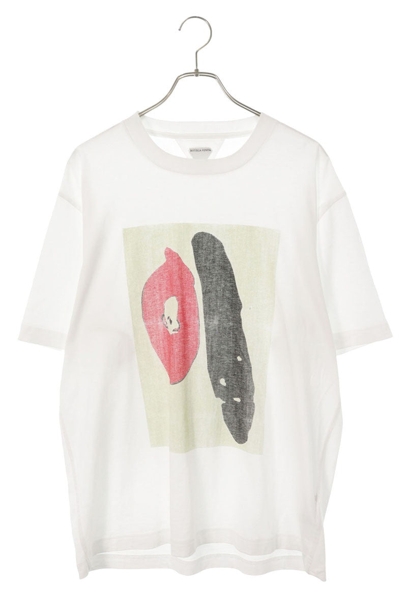 BOTTEGA VENETA White Front Print Cotton T-Shirt Size M