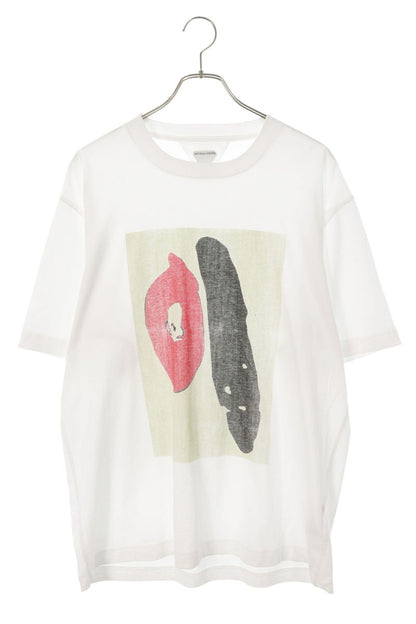 BOTTEGA VENETA White Front Print Cotton T-Shirt Size M