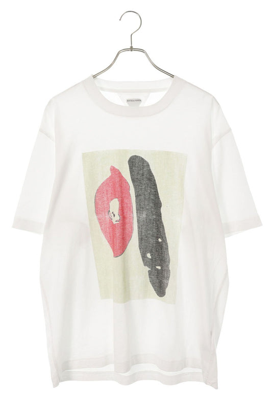 BOTTEGA VENETA White Front Print Cotton T-Shirt Size M