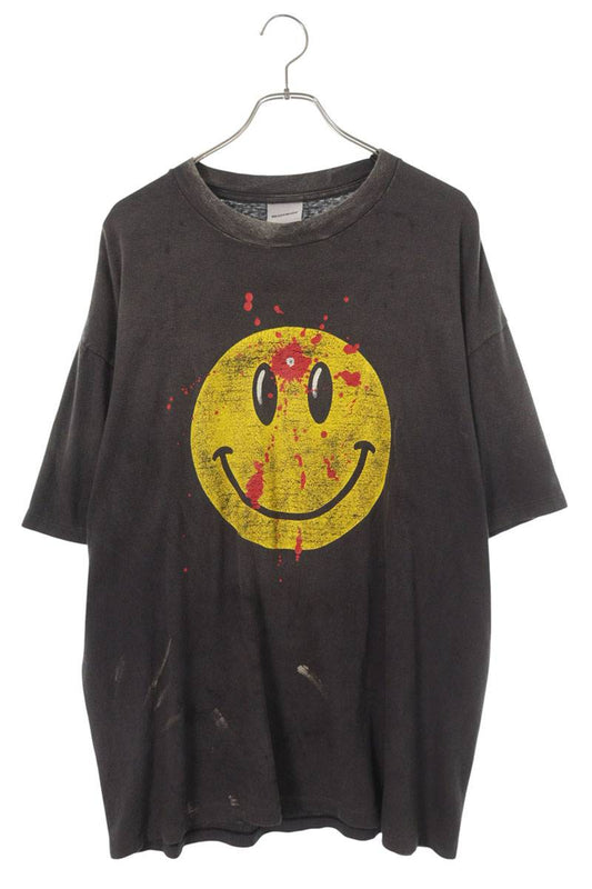 READYMADE Vintage Washed Smiley Cotton Tee Grey Size XL