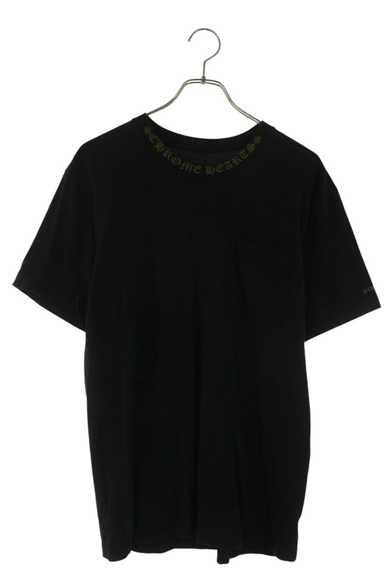 Chrome Hearts Neck Logo Print T-Shirt Black/Gold Size M
