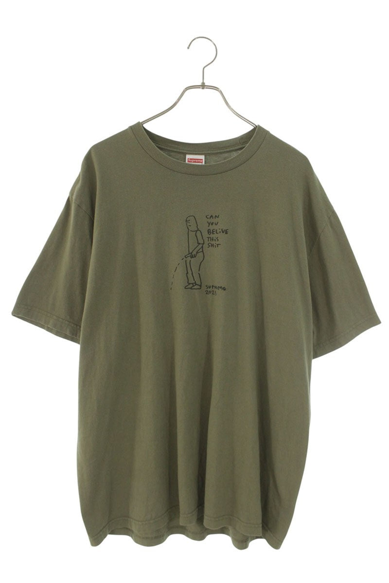 SUPREME Mark Gozales Piss White Sticker Tee Khaki Size L