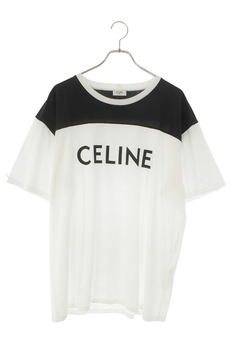 CELINE White Black Bi-Color Loose Fit Logo T-Shirt Size XL