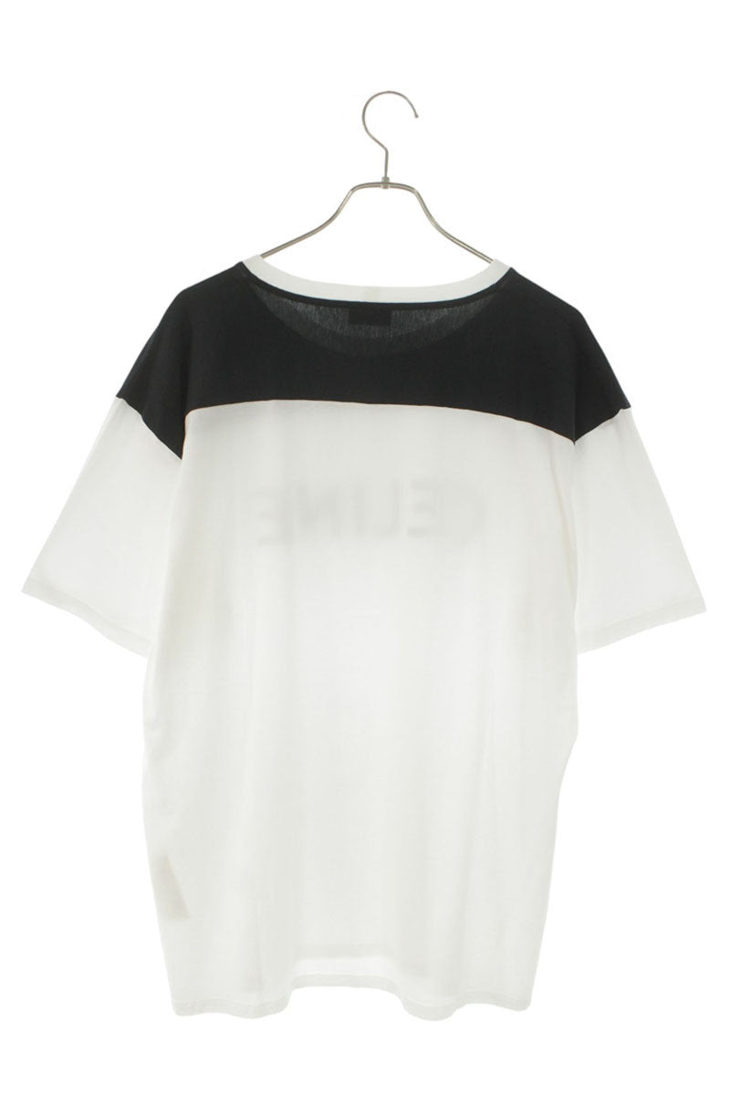 CELINE White Black Bi-Color Loose Fit Logo T-Shirt Size XL