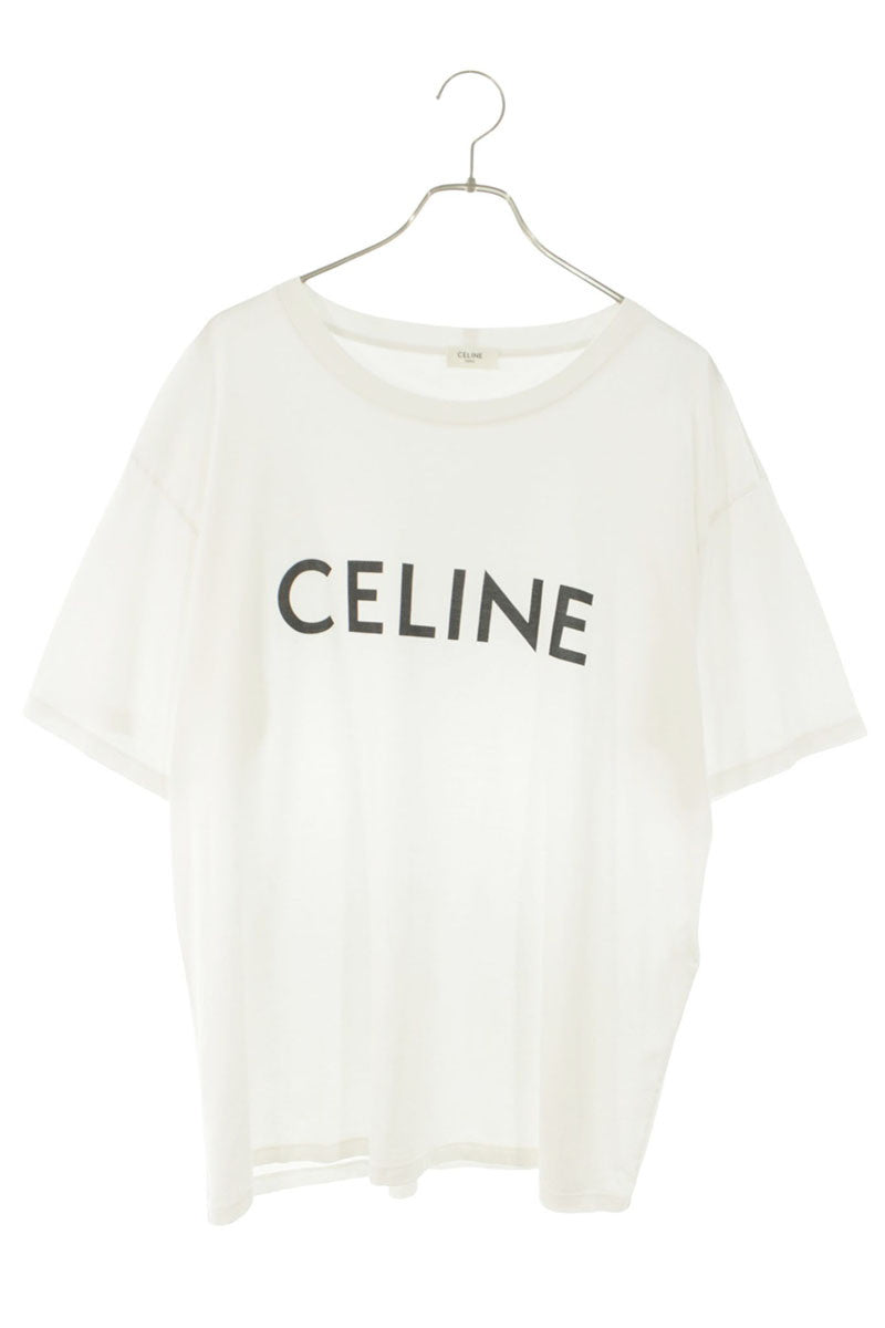 CELINE Logo Print Loose Fit T-Shirt White Size XL