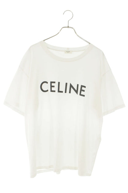 CELINE Logo Print Loose Fit T-Shirt White Size XL