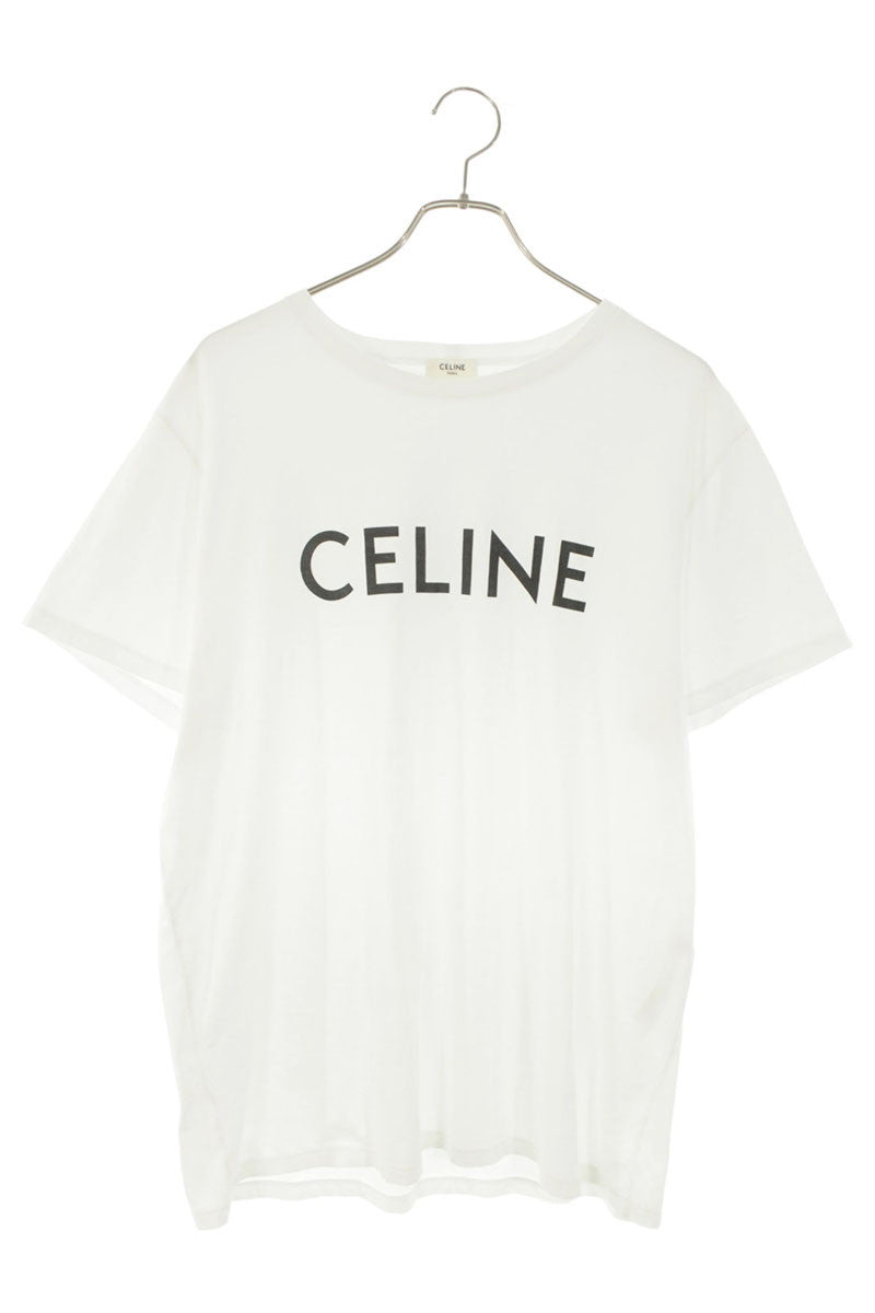 CELINE Logo Print Loose Fit T-Shirt White Size XL