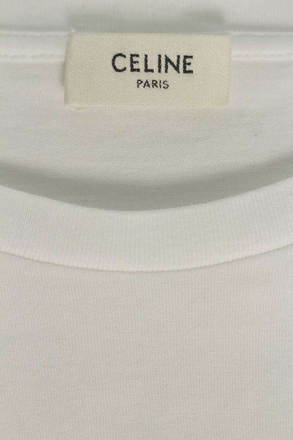 CELINE Logo Print Loose Fit T-Shirt White Size XL