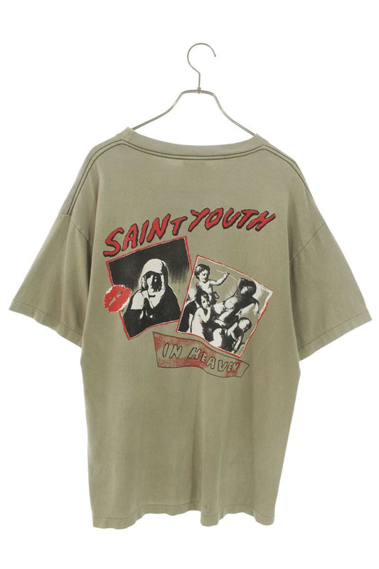SAINT MICHAEL INHEAVEN Print Vintage Tee Khaki Size L