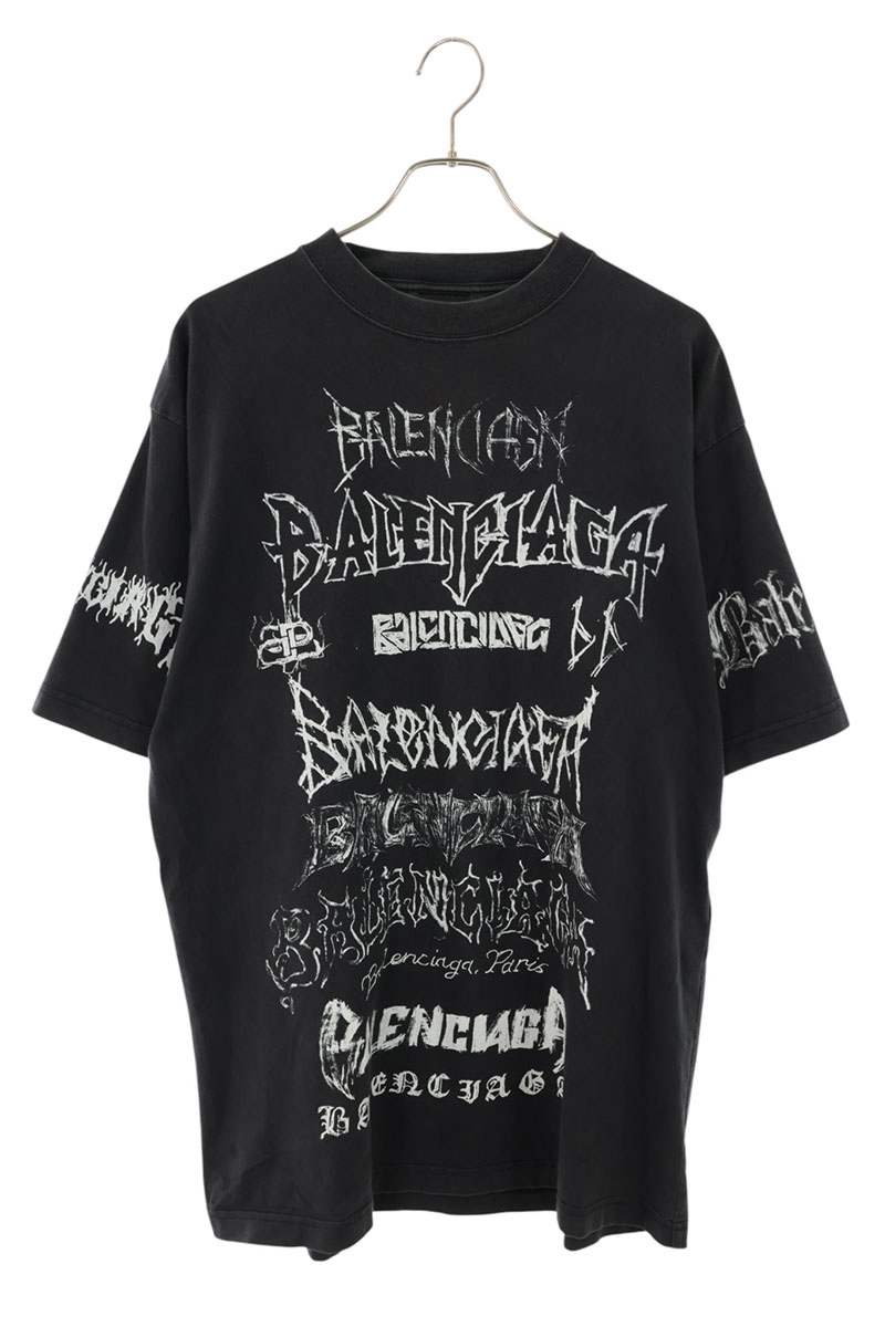 BALENCIAGA Black Logo Print Large Fit T-Shirt Size XS