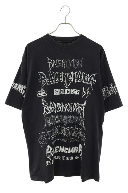 BALENCIAGA Black Logo Print Large Fit T-Shirt Size XS