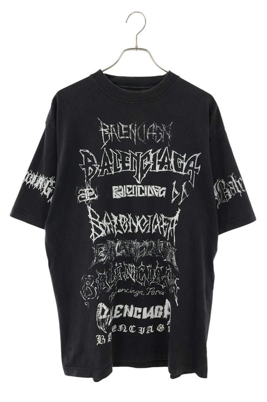 BALENCIAGA Black Logo Print Large Fit T-Shirt Size XS
