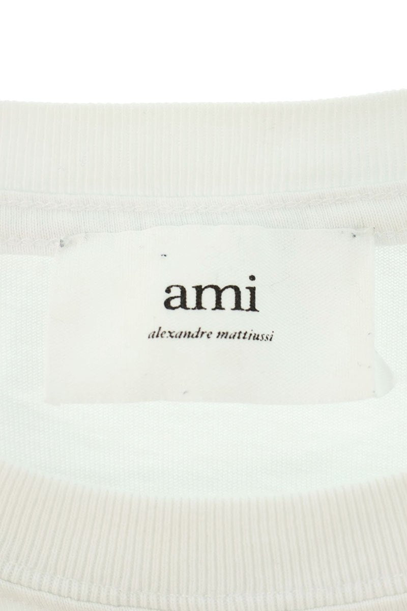 AMI White Heart Logo Embroidery T-Shirt Size L