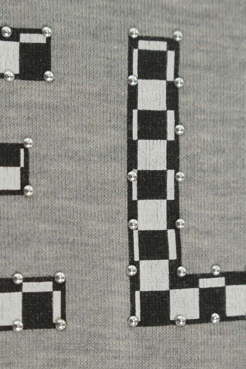 CELINE Checker Logo Studs Cotton T-Shirt Gray Size L