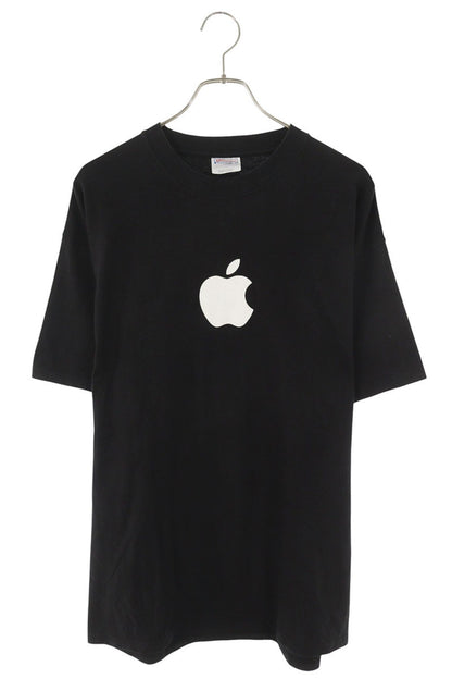 VINTAGE Apple Logo Print Cotton T-Shirt Black Size L