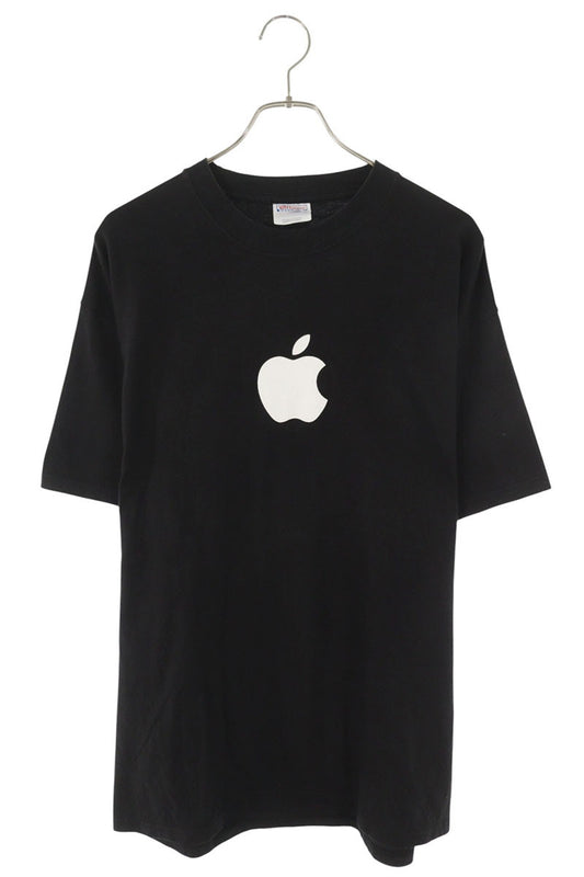 VINTAGE Apple Logo Print Cotton T-Shirt Black Size L