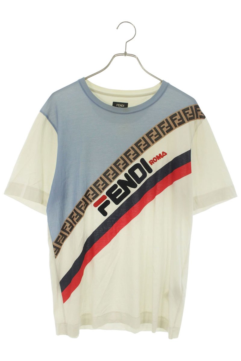 FENDI x FILA Front Logo Cotton T-Shirt White Size S