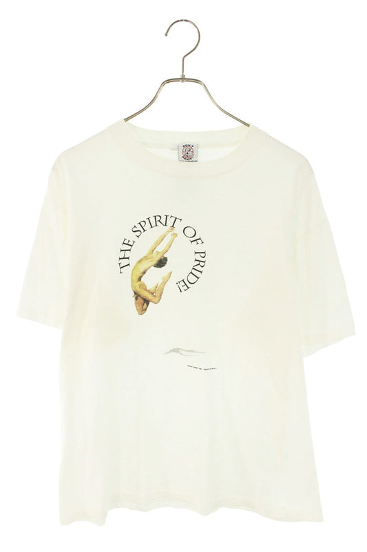 VINTAGE "Don't Panic" Graphic Cotton T-Shirt White Size L