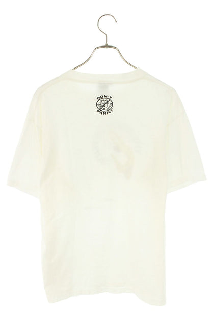 VINTAGE "Don't Panic" Graphic Cotton T-Shirt White Size L