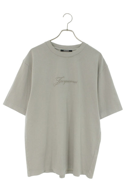 JACQUEMUS Logo Embroidered Cotton T-Shirt L Gray Size L