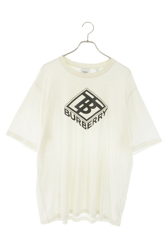 Burberry White/Black Front Logo Print T-Shirt Size L