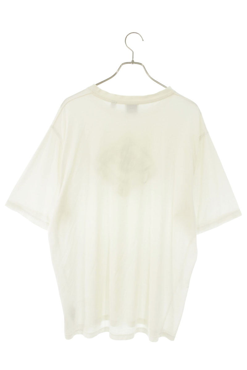 Burberry White/Black Front Logo Print T-Shirt Size L