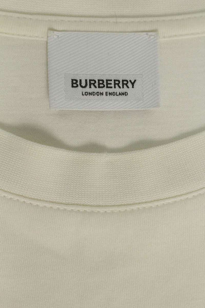 Burberry White/Black Front Logo Print T-Shirt Size L