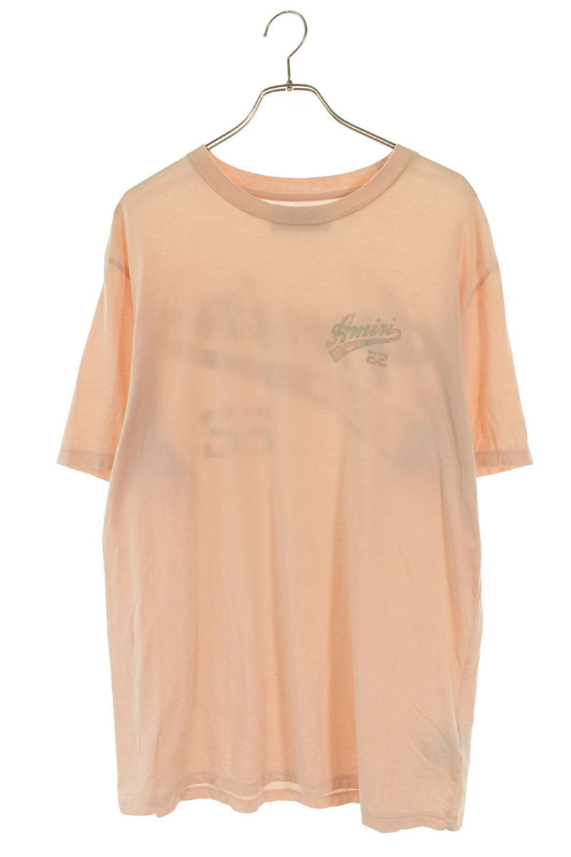 AMIRI 23SS Pink Baseball Logo Flock T-Shirt Size L