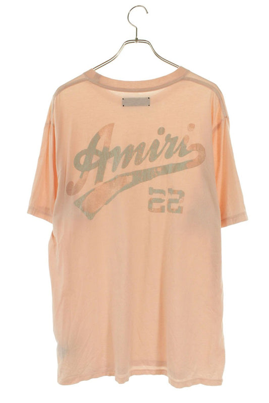 AMIRI 23SS Pink Baseball Logo Flock T-Shirt Size L