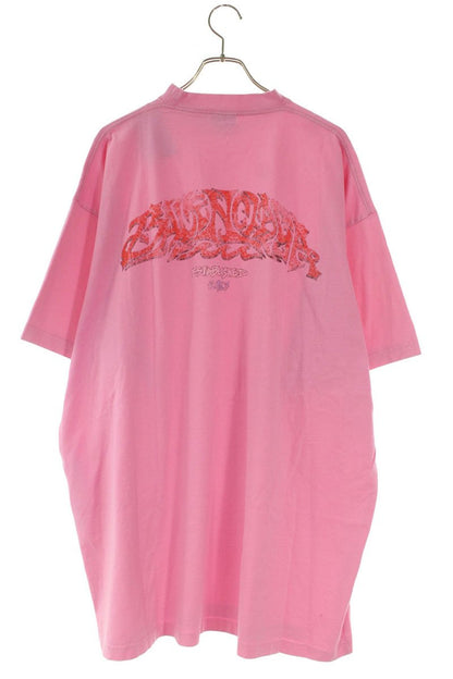 BALENCIAGA OFFSHORE Logo Print T-Shirt Pink Size L