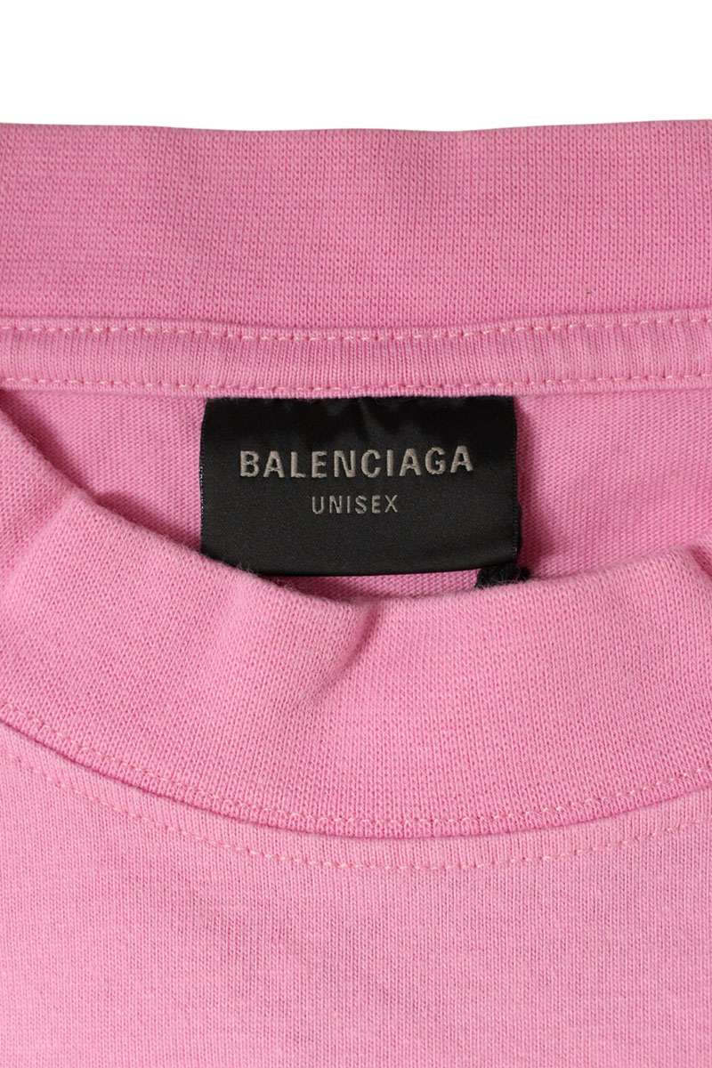 BALENCIAGA OFFSHORE Logo Print T-Shirt Pink Size L