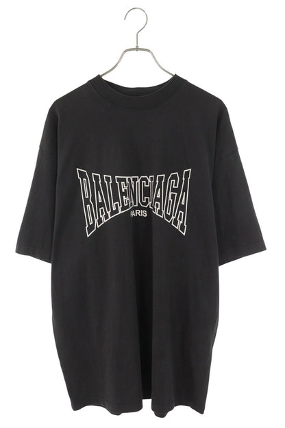 BALENCIAGA Distressed Oversized Cotton Tee Black Size M