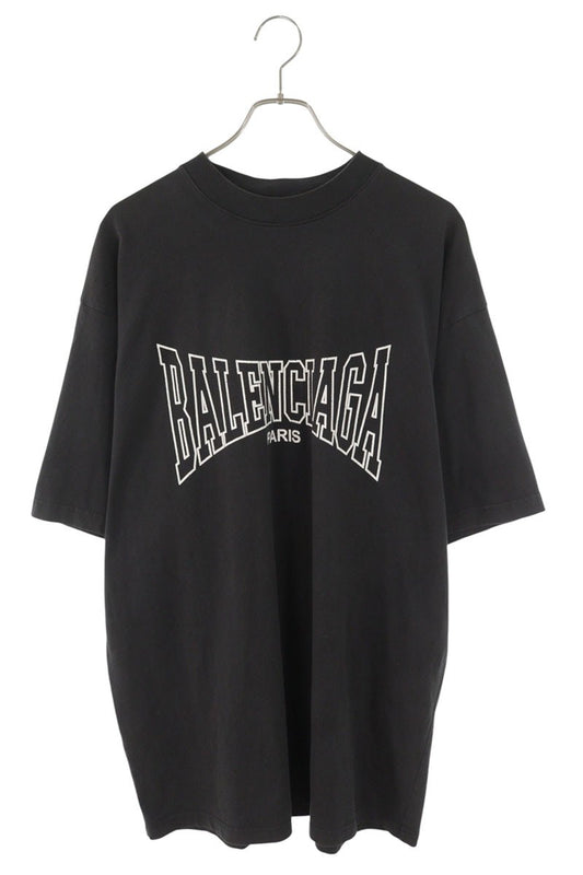 BALENCIAGA Distressed Oversized Cotton Tee Black Size M
