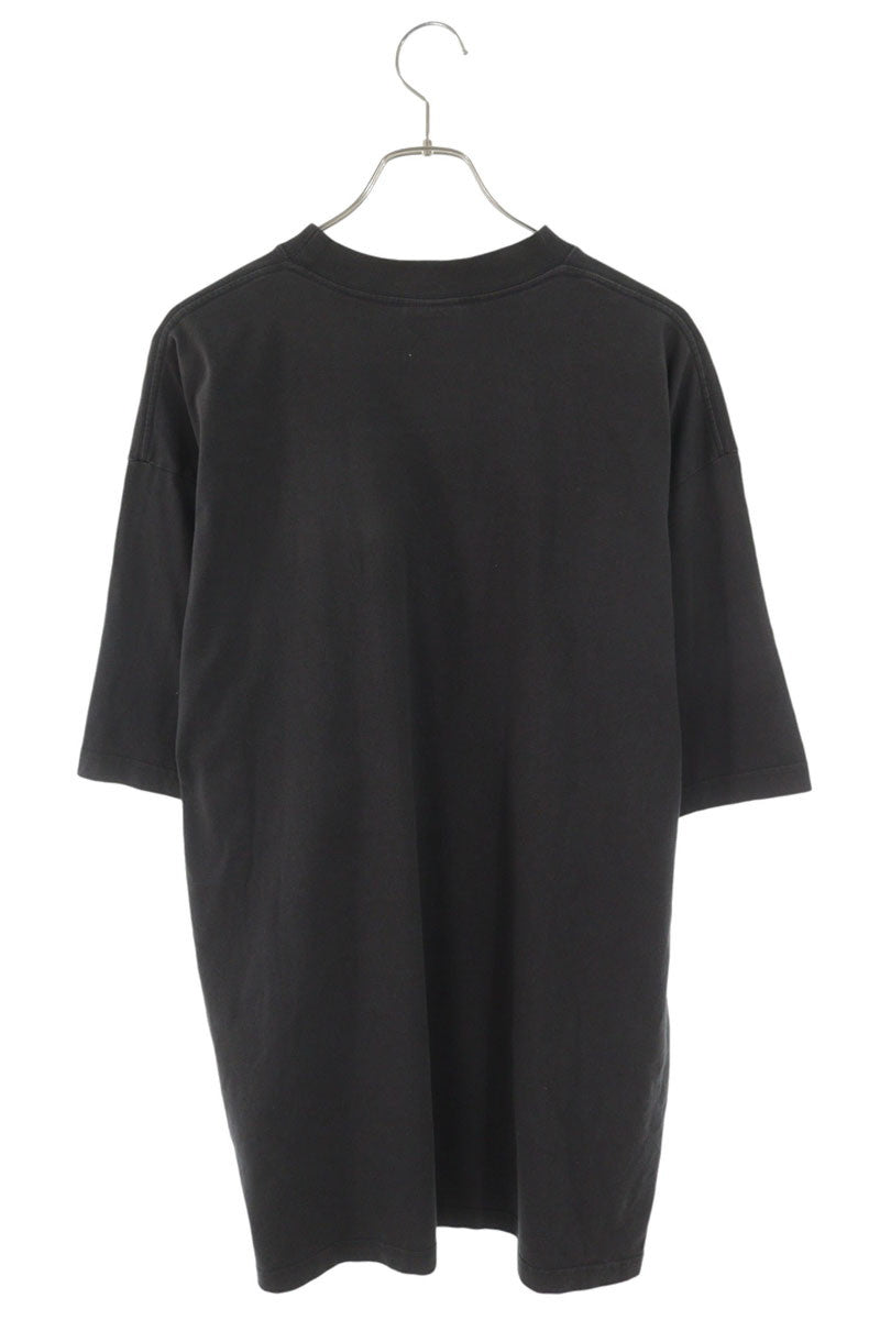 BALENCIAGA Distressed Oversized Cotton Tee Black Size M