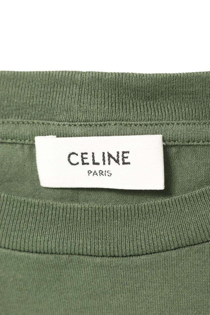 CELINE Green Logo Print Loose Fit T-Shirt Size M