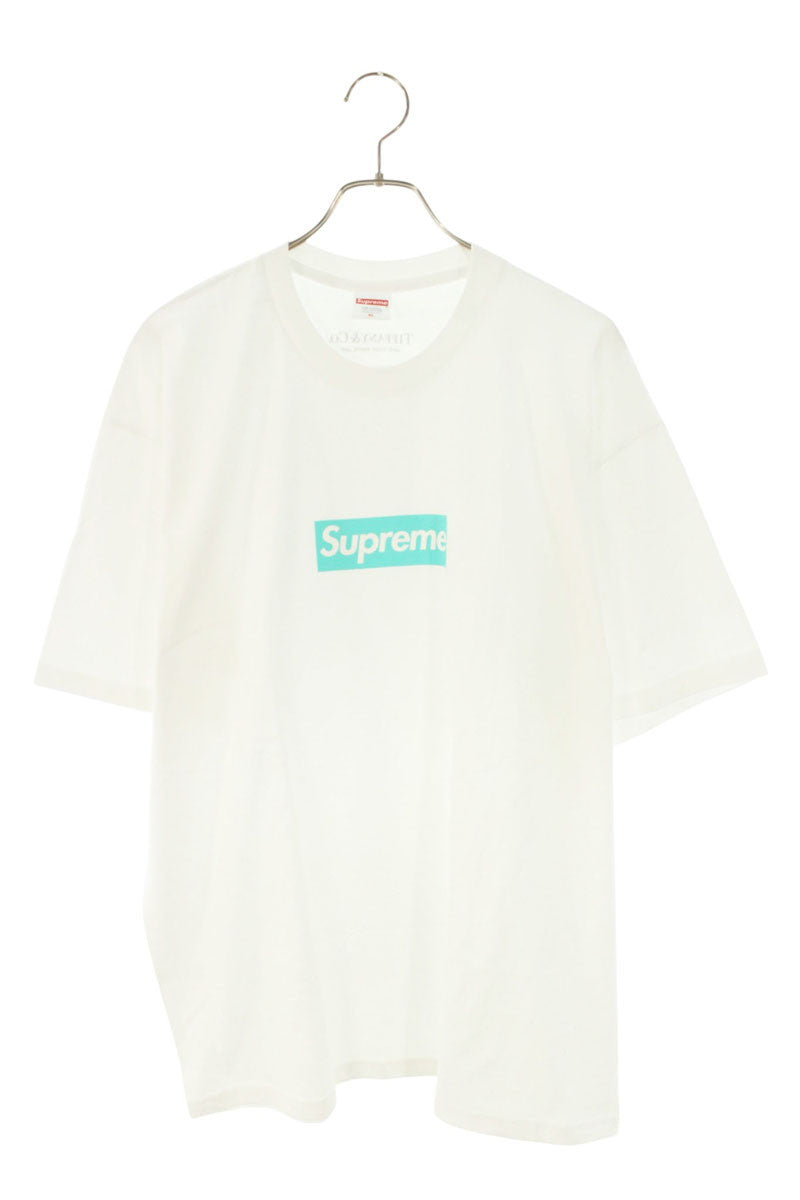 SUPREME 21AW x Tiffany Box Logo Tee White Blue Size XL