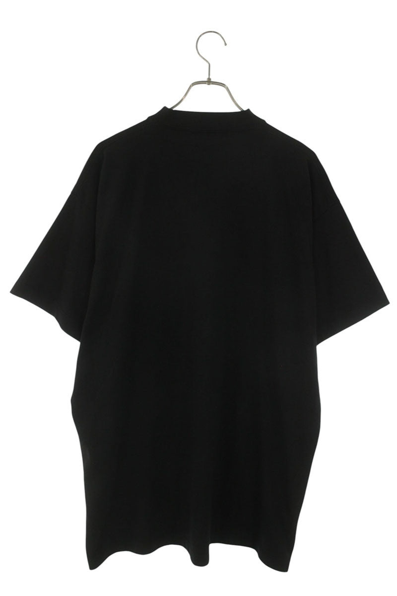 BALENCIAGA Logo Embroidered Oversized Tee Black Size XS