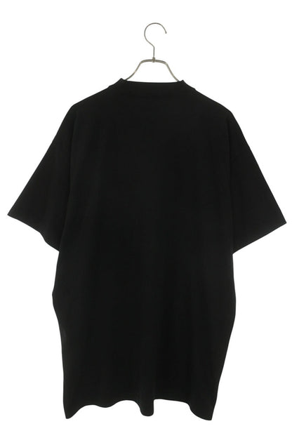BALENCIAGA Logo Embroidered Oversized Tee Black Size XS