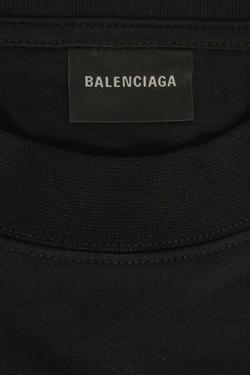BALENCIAGA Logo Embroidered Oversized Tee Black Size XS