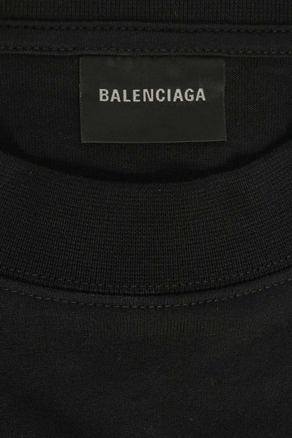 BALENCIAGA Logo Embroidered Oversized Tee Black Size XS