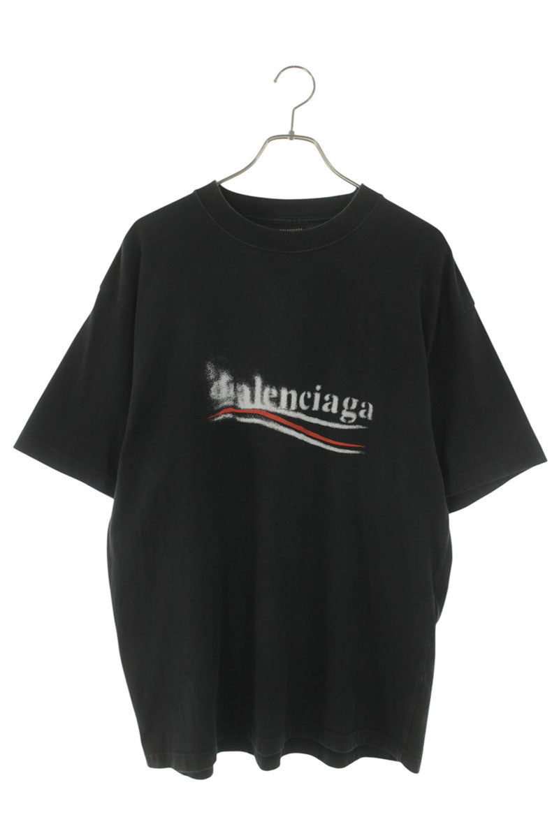 BALENCIAGA Spray Logo Print Cotton Tee Black Size S