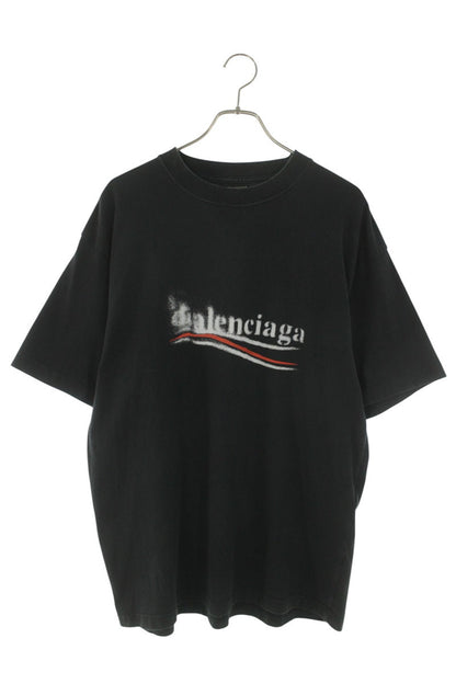 BALENCIAGA Spray Logo Print Cotton Tee Black Size S