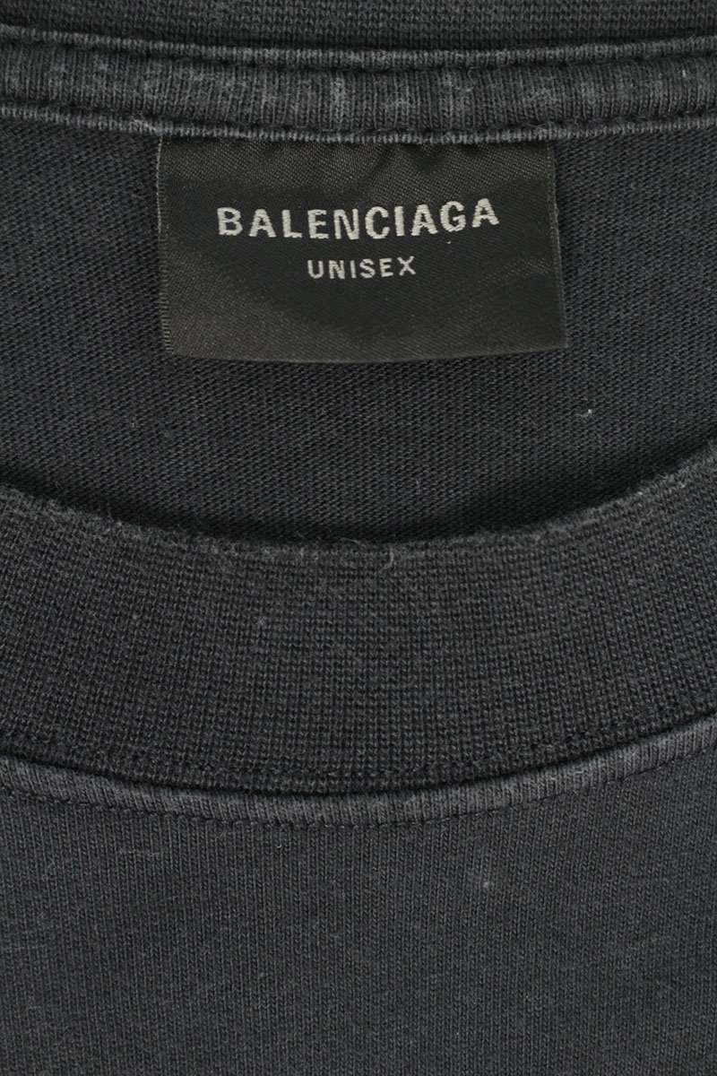 BALENCIAGA Spray Logo Print Cotton Tee Black Size S