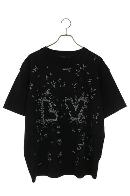 LOUISVUITTON LV Spread Embroidered Cotton Tee Black Size L